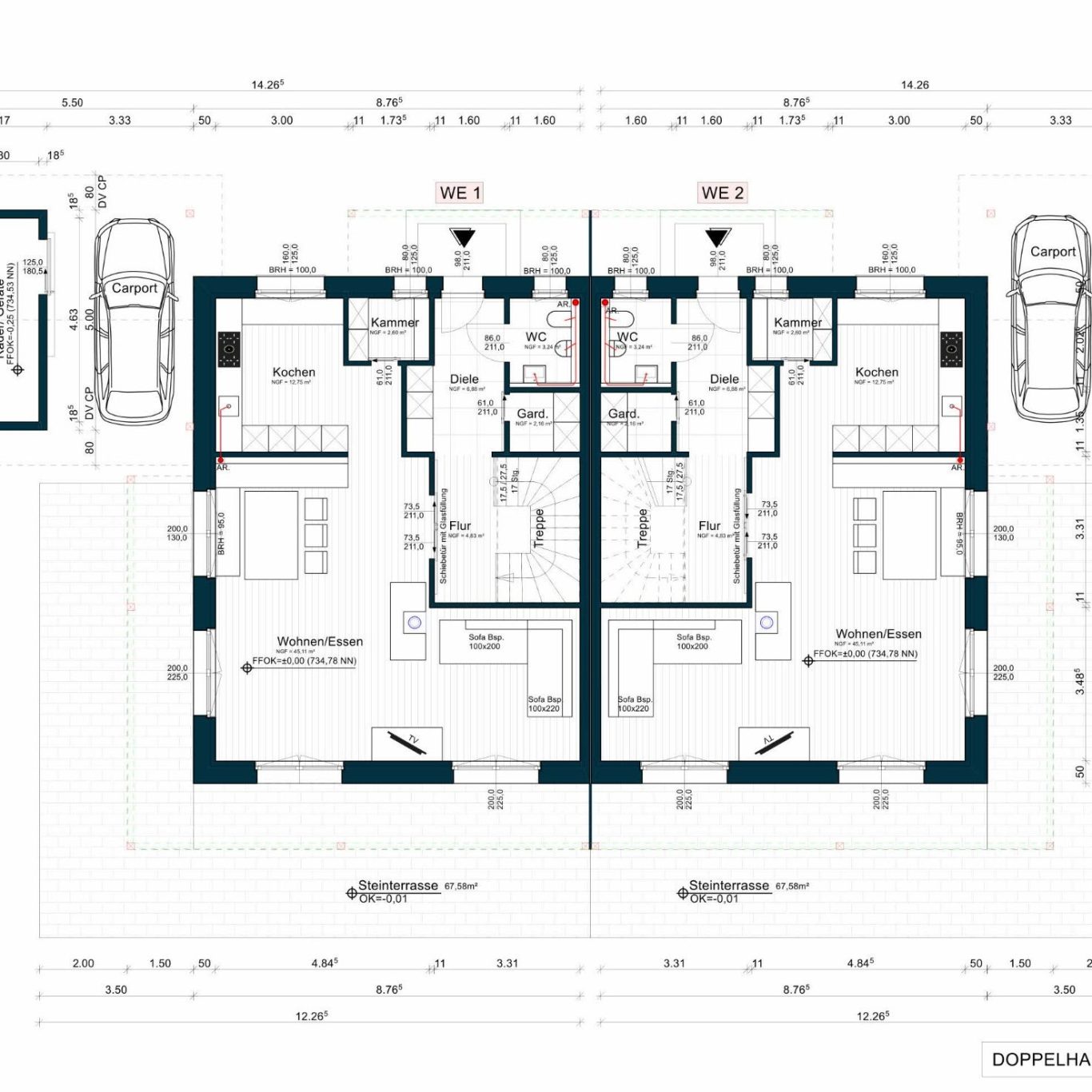 Grundriss Doppelhaus